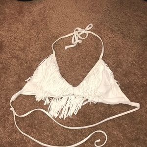 LSpace white fringe bikini top size L